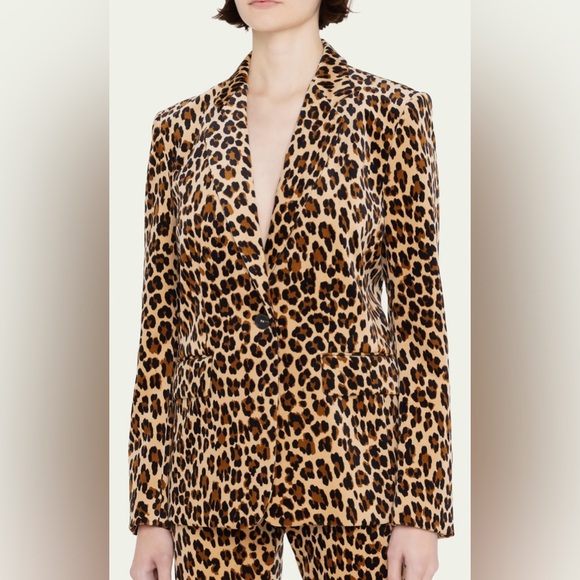 Frame Leopard Velvet Blazer Women’s Size 2 - Picture 2 of 8